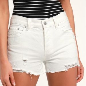 Free People Sofia White Distressed Denim Shorts